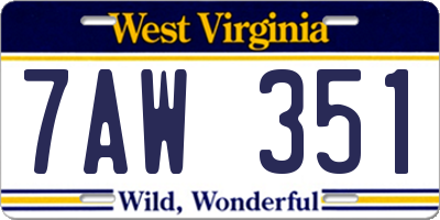 WV license plate 7AW351