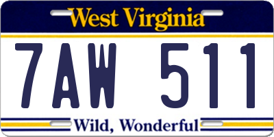 WV license plate 7AW511
