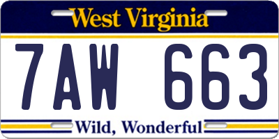 WV license plate 7AW663