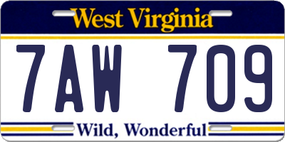 WV license plate 7AW709