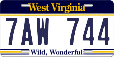 WV license plate 7AW744