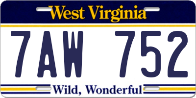 WV license plate 7AW752
