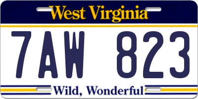 WV license plate 7AW823