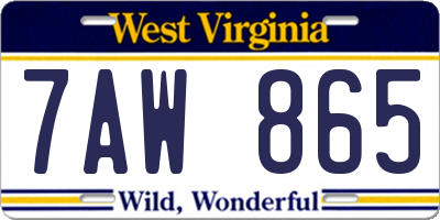 WV license plate 7AW865