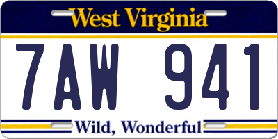 WV license plate 7AW941