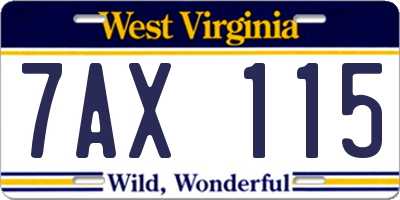 WV license plate 7AX115