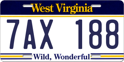 WV license plate 7AX188