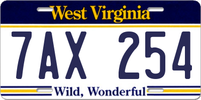 WV license plate 7AX254