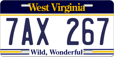 WV license plate 7AX267