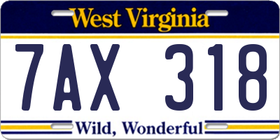 WV license plate 7AX318