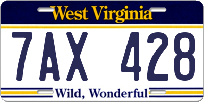 WV license plate 7AX428