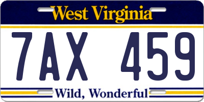 WV license plate 7AX459
