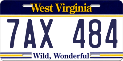 WV license plate 7AX484