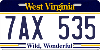 WV license plate 7AX535
