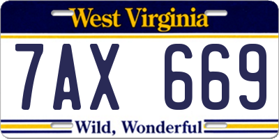 WV license plate 7AX669