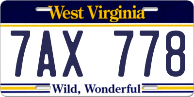 WV license plate 7AX778