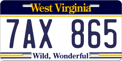 WV license plate 7AX865