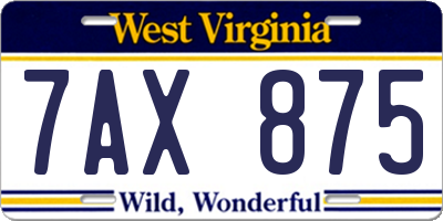 WV license plate 7AX875