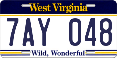 WV license plate 7AY048
