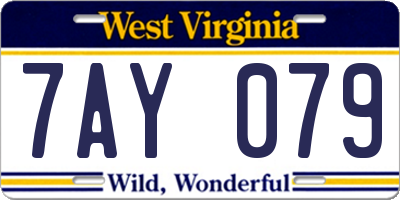 WV license plate 7AY079