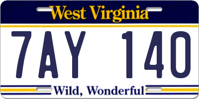 WV license plate 7AY140