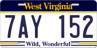 WV license plate 7AY152