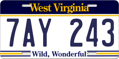WV license plate 7AY243