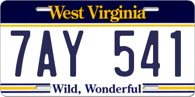 WV license plate 7AY541