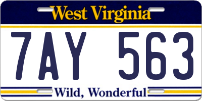 WV license plate 7AY563