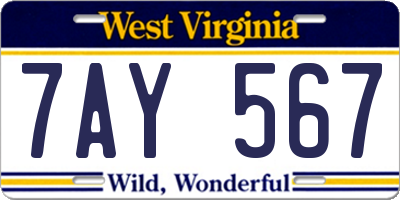 WV license plate 7AY567