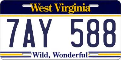 WV license plate 7AY588