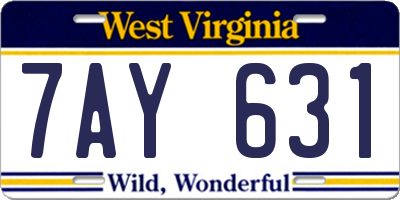 WV license plate 7AY631