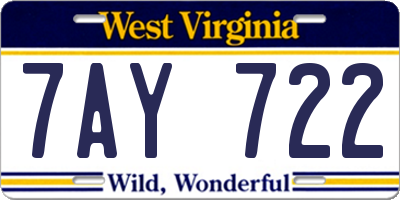 WV license plate 7AY722