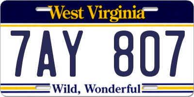 WV license plate 7AY807
