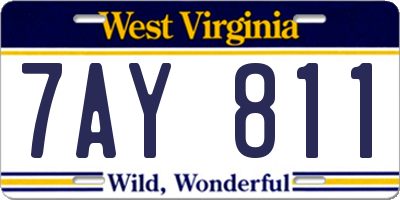 WV license plate 7AY811