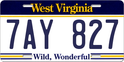 WV license plate 7AY827
