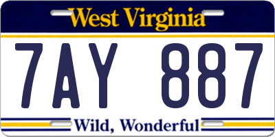 WV license plate 7AY887