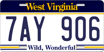 WV license plate 7AY906