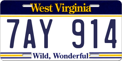 WV license plate 7AY914