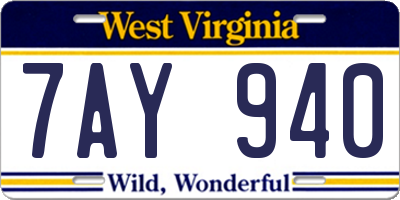WV license plate 7AY940