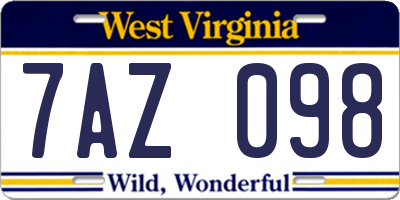 WV license plate 7AZ098