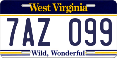 WV license plate 7AZ099