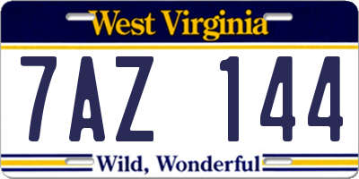 WV license plate 7AZ144