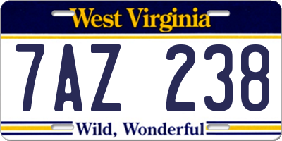 WV license plate 7AZ238