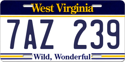 WV license plate 7AZ239
