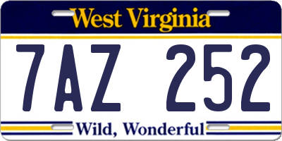 WV license plate 7AZ252