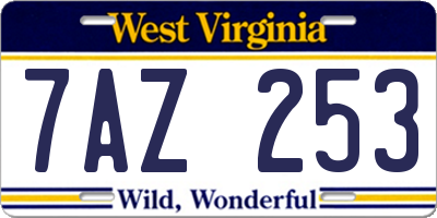 WV license plate 7AZ253