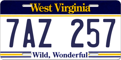 WV license plate 7AZ257