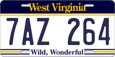 WV license plate 7AZ264