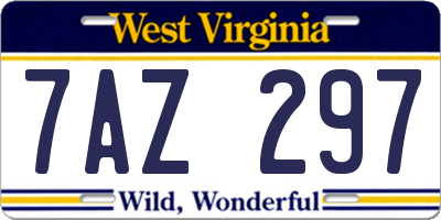 WV license plate 7AZ297